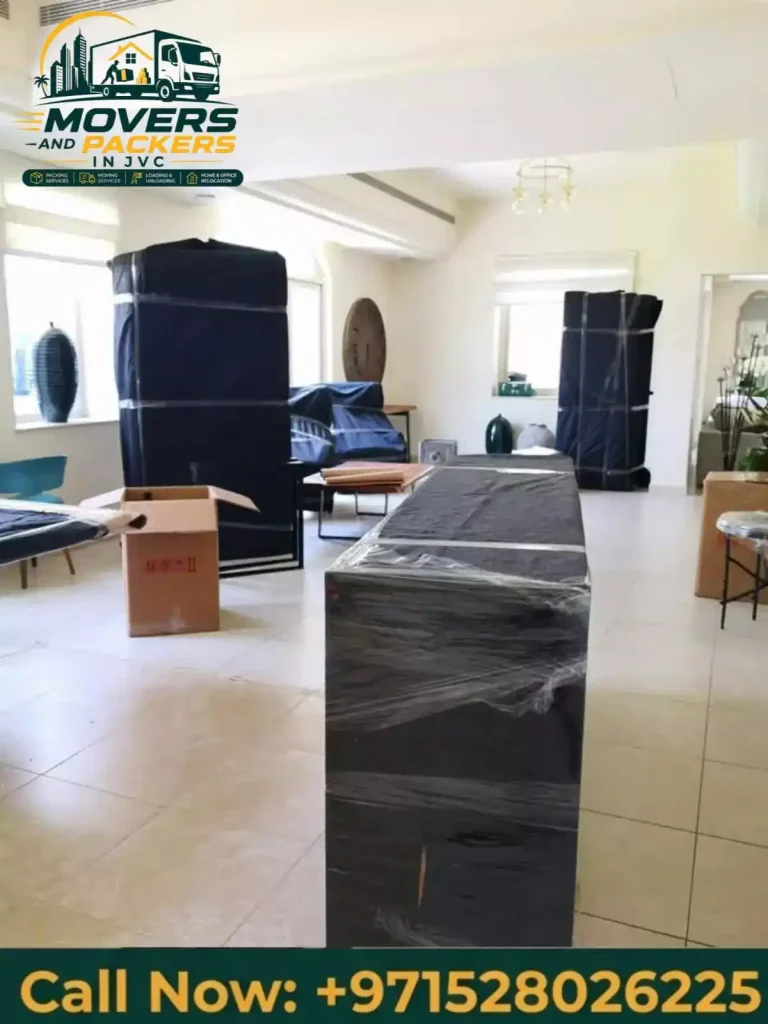 Professional movers relocating household furniture