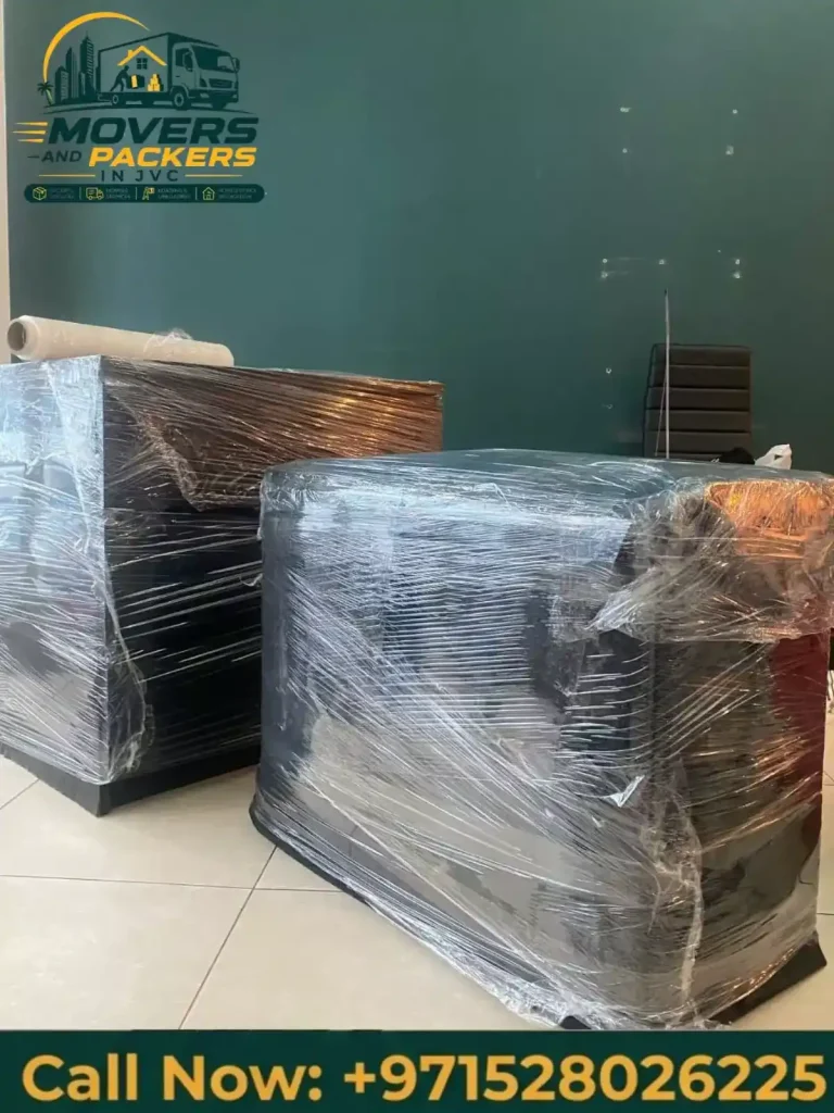 Protective wrapping used during furniture relocation
