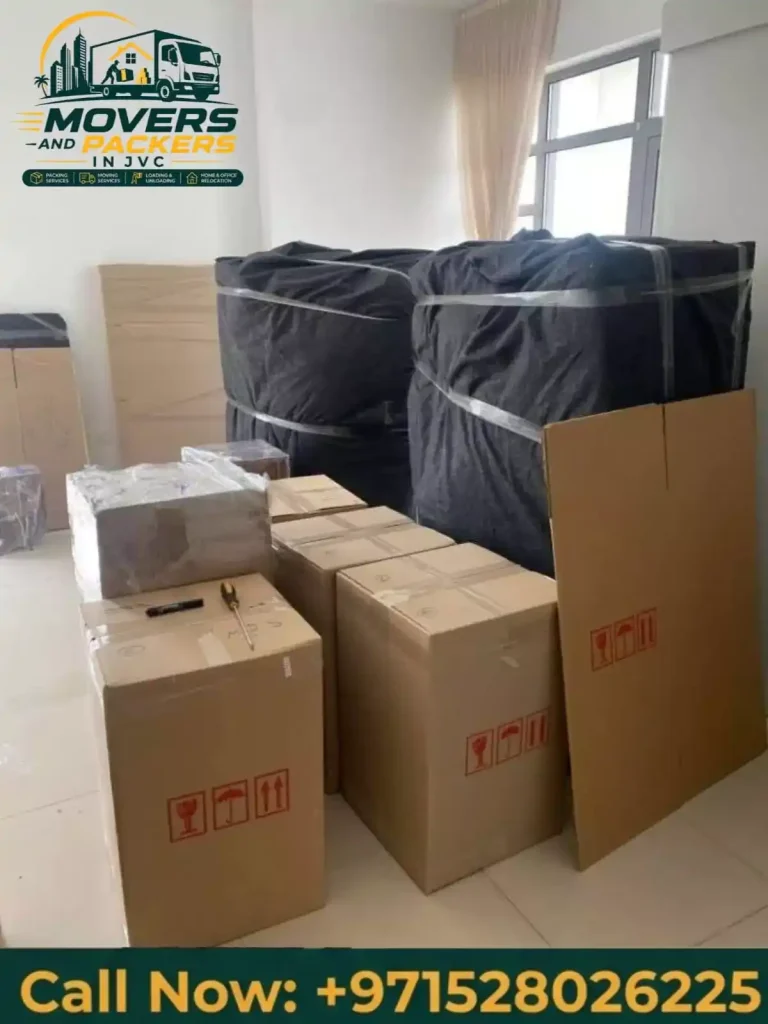 Packed belongings prepared for a studio apartment relocation